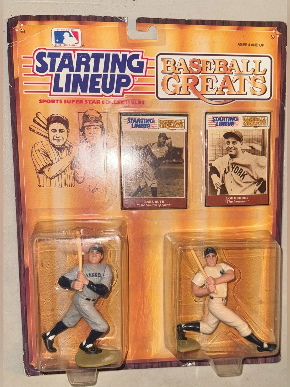 Starting Lineup Baseball Greats Figures - Aaron, Ruth, Gehrig, Mantle - Lot Box